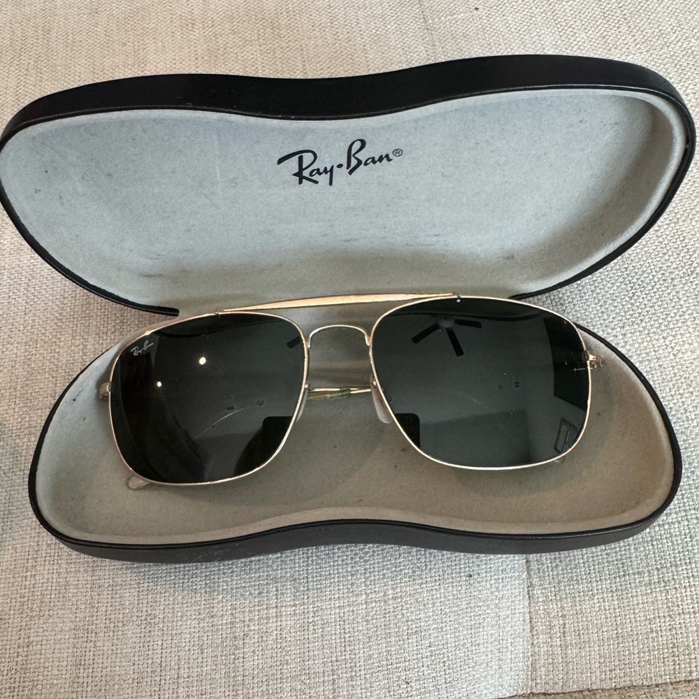 Ray-Ban Gold and Black Aviator Sunglasses
